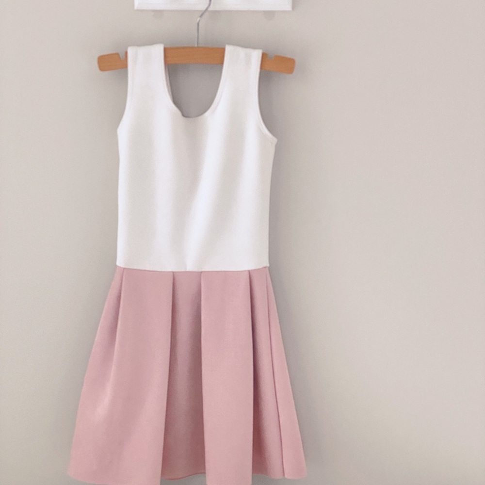 Cheryl Kids Creations Pink and White Skater Dress